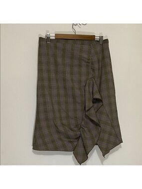 Stiletto Plaid Brown Vintage Ruffle Women's Skirt Sz 10